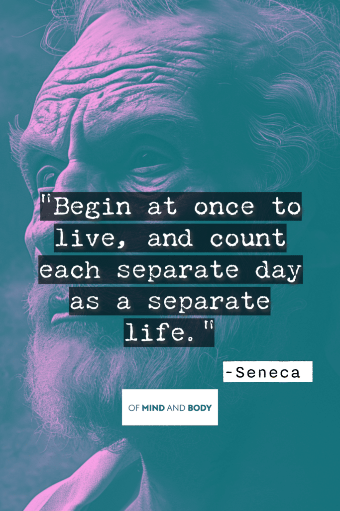 Stoic Quotes on Happiness - Begin at once to live, and count each separate day as a separate life