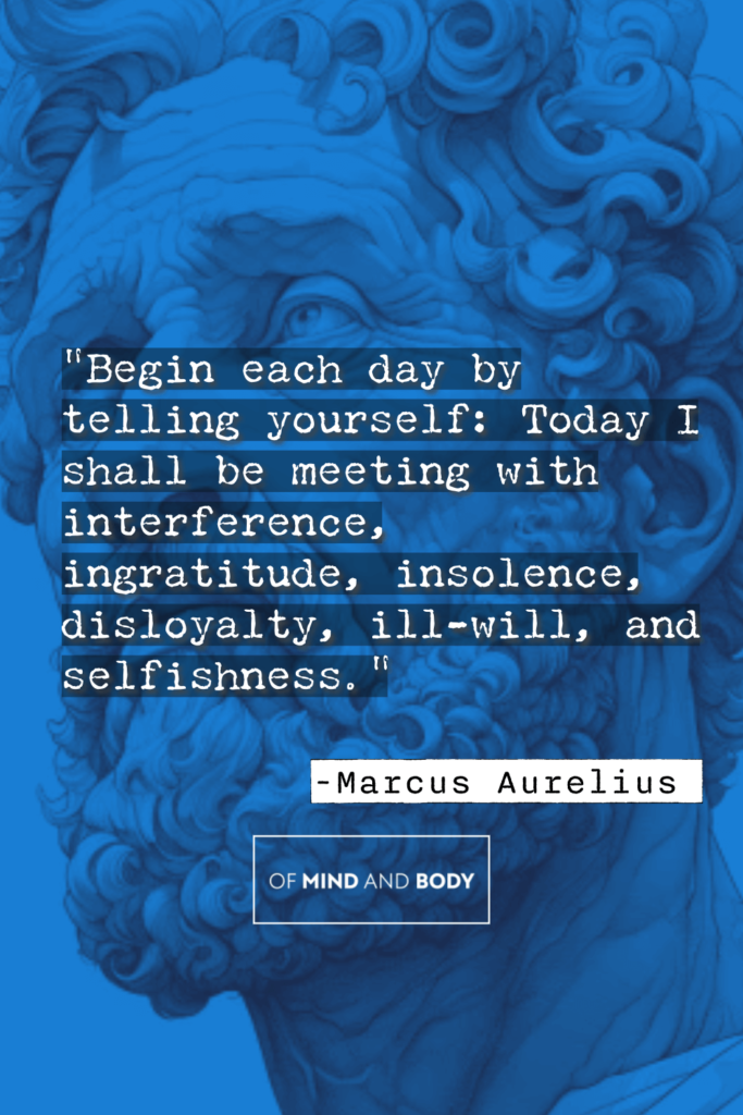 Stoic Quotes on Hard Work - Begin each day by telling yourself: Today I shall be meeting with interference, ingratitude, insolence, disloyalty, ill-will, and selfishness.