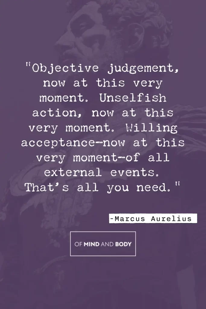 Stoic Quotes on Adversity - "Objective judgement, now at this very moment. Unselfish action, now at this very moment. Willing acceptance—now at this very moment—of all external events. That’s all you need."